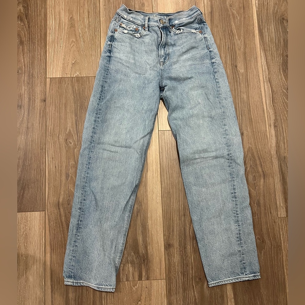 AE Baggy Straight Jeans 0 short Light wash